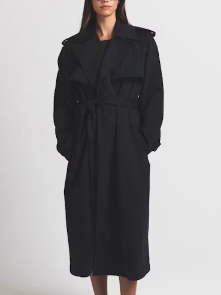 Skims Boyfriend Fleece Trench Coat | Onyx | L | Nwt
